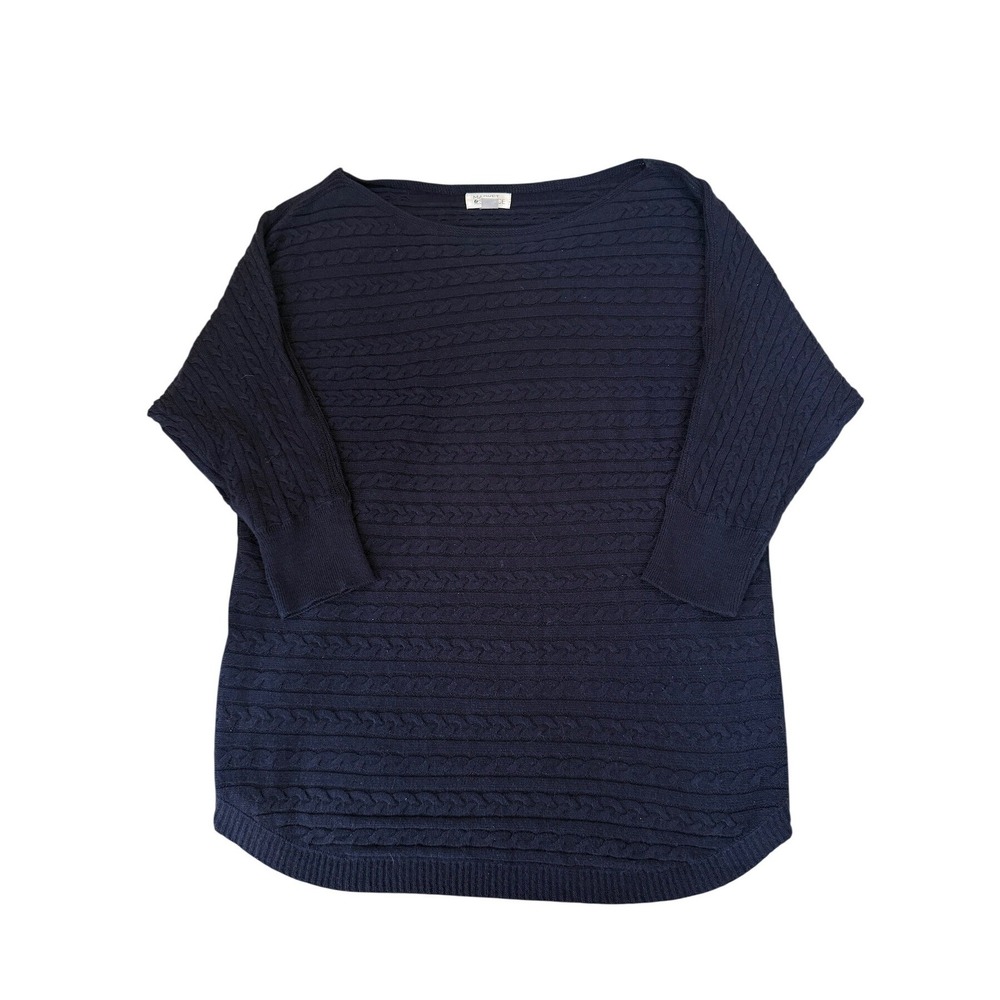 Market &‎ Spruce Navy Cable Knit Long Sleeve Sweater Size Small